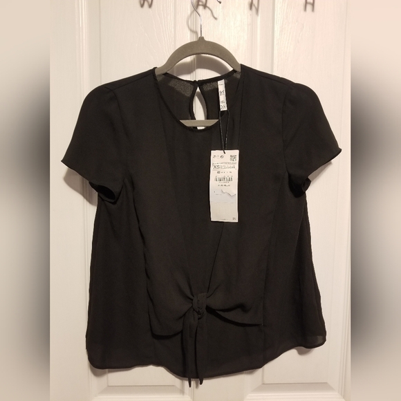 NWT Zara Blouse Women's Size XS Color Black - Picture 2 of 5
